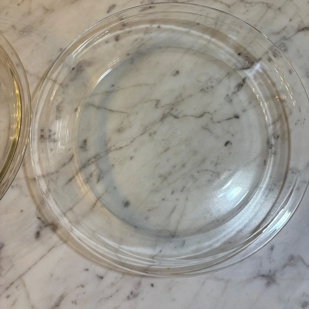 Vintage Pyrex 209 Clear Glass 9 Inch Pie Plates Set of 2 Round Baking Dishes